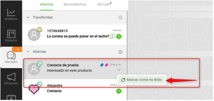 Captura mensajes no leídos